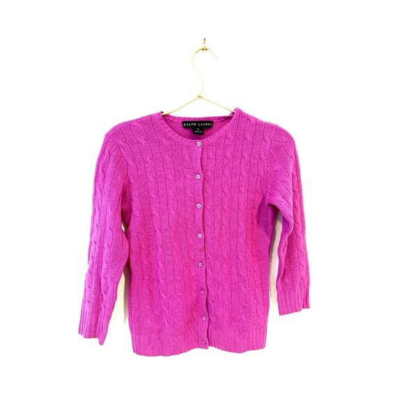 Ralph Lauren Black Label Sweaters - Ralph Lauren 100% Cashmere Cardigan Black Label Collection Pink XS